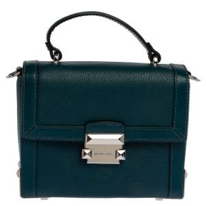 Pre Owned Michael Kors Dark Teal Leather Small Jayne Top Handle Bag