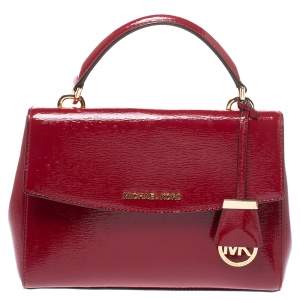 Pre Owned Michael Kors Red Patent Leather Small Ava Top Handle Bag
