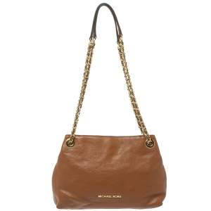 Pre Owned Michael Kors Brown Leather Chain Hobo