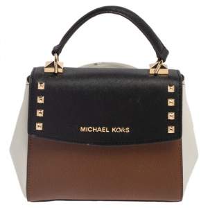 Pre Owned Michael Kors Tri Color Leather Mini Karla Top Handle Bag