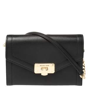 Pre Owned Michael Kors Black Leather Medium Kinsley Shoulder Bag