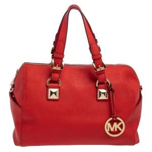 MICHAEL Michael Kors Red Saffiano Leather Boston Bag