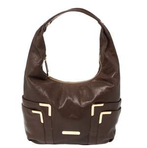 Pre Owned Michael Kors Brown Leather Hobo 