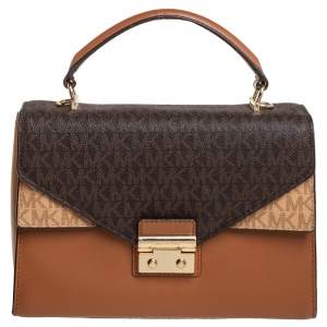 مملوكة مسبقًا Michael Kors Tri Color Monogram Coated Canvas and Leather Kinsley Top Handle Bag