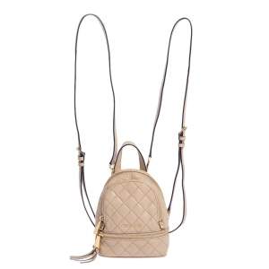 Pre Owned حقيبة ظهر مايكل كورس ريا جلد مبطن بيج