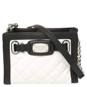 MICHAEL Michael Kors White/Black Quilted Leather Hamilton Crossbody Bag