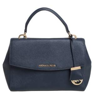 مملوكة مسبقًا Michael Kors Navy Blue Leather Small Ava Top Handle Bag