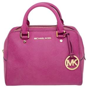 Pre Owned MICHAEL Michael Kors Pink Leather Cindy Dome Satchel