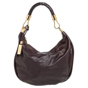 Pre Owned Michael Kors Dark Brown Leather Skorpios Hobo