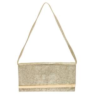 MICHAEL Michael Kors Metallic Gold Croc Embossed Leather Tilda Clutch