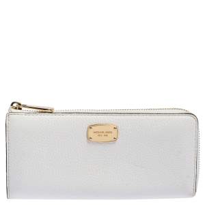 Michael Kors Off White Leather Zip Continental Wallet