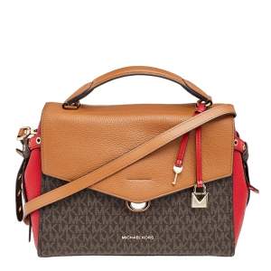 Pre Owned Michael Kors Multicolor Coated Canvas And Leather Bristol Medium Top Handle Bag