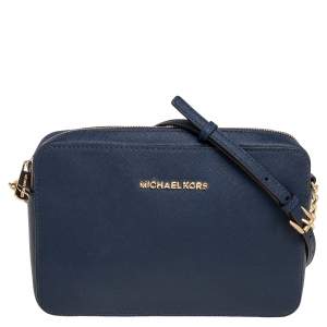 Pre Owned حقيبة كاميرا كروس مايكل كورس جيت سيت جلد سافيانو أزرق