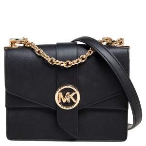 مملوكة مسبقًا Michael Kors Black Saffiano Leather Small Greenwich Shoulder Bag