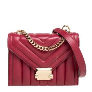 Pre Owned Michael Kors Burgundy Leather Small Whitney Shoulder Bag