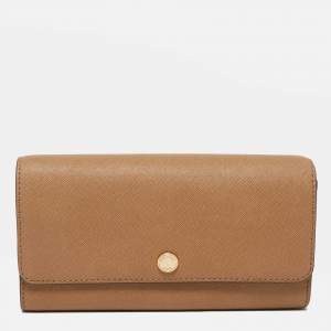 Pre Owned Michael Kors Beige Saffiano Leather Wallet