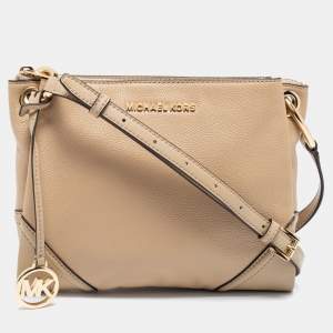 Pre Owned Michael Kors Beige Leather Nicole Shoulder Bag