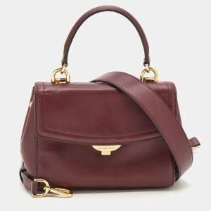 Pre Owned Michael Kors Burgundy Leather Ava Top Handle Bag