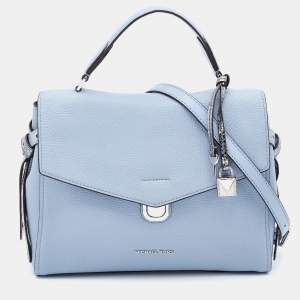 Pre Owned Michael Kors Pale Blue Leather Bristol Medium Top Handle Bag