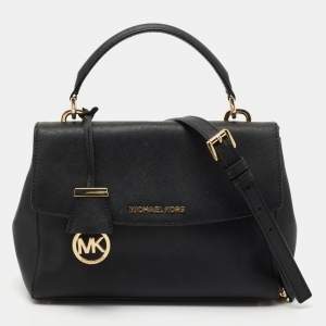 Michael Kors Black Leather Small Ava Top Handle Bag