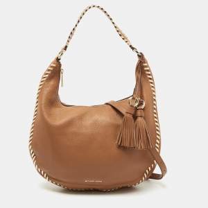 Pre Owned Michael Kors Brown Pebbled Leather Lauryn Hobo