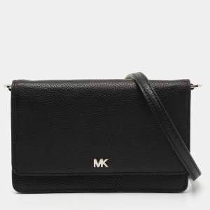 Pre Owned Michael Kors Black Pebbled Leather Convertible Crossbody Bag