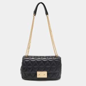 Pre Owned Michael Kors Black Quilted Leather Large Sloan Shoulder Bag