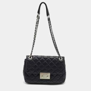 Pre Owned Michael Kors Black Quilted Leather Large Sloan Shoulder Bag