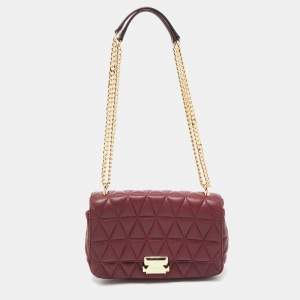 Pre Owned Michael Kors Burgundy Quilted Leather Large Sloan Shoulder Bag