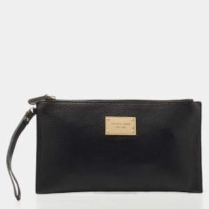 Michael Kors Black Leather Wristlet Pouch