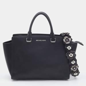 Michael Kors Black Saffiano Leather Large Selma Satchel