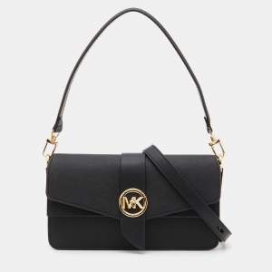 Pre Owned Michael Kors Black Leather Medium Greenwich Shoulder Bag