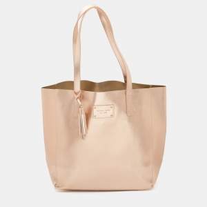 Pre Owned Michael Kors Rose Gold Leather Tassel Shopper Tote