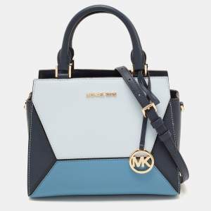 Pre Owned Michael Kors Tri Color Saffiano Leather Medium Prism Satchel