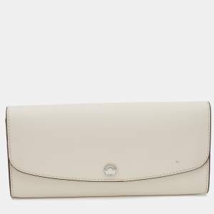 Michael Kors Off White Leather Flap Continental Wallet 