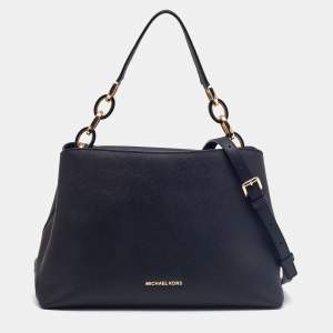 Pre Owned Michael Kors Black Saffiano Leather Portia Top Handle Bag
