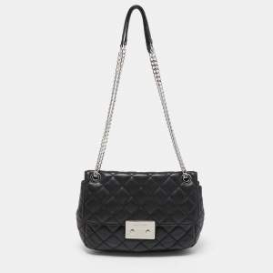 Pre Owned Michael Kors Black Quilted Leather Large Sloan Chain Shoulder Bag