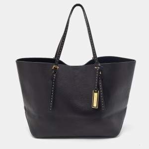 Pre Owned Michael Kors Black Leather Shopper Tote