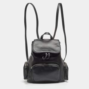 Michael Kors Black Perforated Leather Small Cargo Abbey Backpack