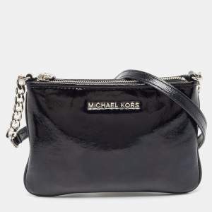 Michael Kors Black Patent Leather Zip Crossbody Bag