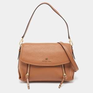 Pre Owned Michael Kors Brown Leather Medium Brooklyn Top Handle Bag