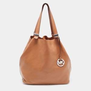 Michael Kors Brown Leather Bucket Tote
