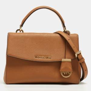 Pre Owned Michael Kors Brown Saffiano Leather Small Ava Top Handle Bag