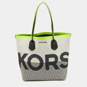 Pre Owned Michael Kors Multicolour Canvas and Leather Shopper Tote