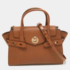 Pre Owned Michael Kors Brown Leather Medium Carmen Tote