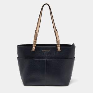 Michael Kors Dark Blue/Beige Leather Bedford Tote