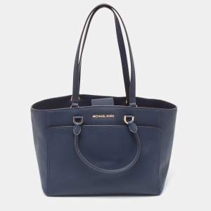 Michael Kors Navy Blue Leather Large Emmy Tote