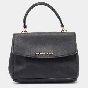 Michael Kors Black Leather Mini Ava Top Handle Bag