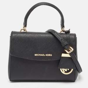 Michael Kors Black Saffiano Leather Extra Small Ava Top Handle Bag