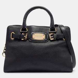 Pre Owned Michael Kors Black Leather East/West Hamilton Tote